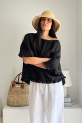 Alessia linen shirt, black