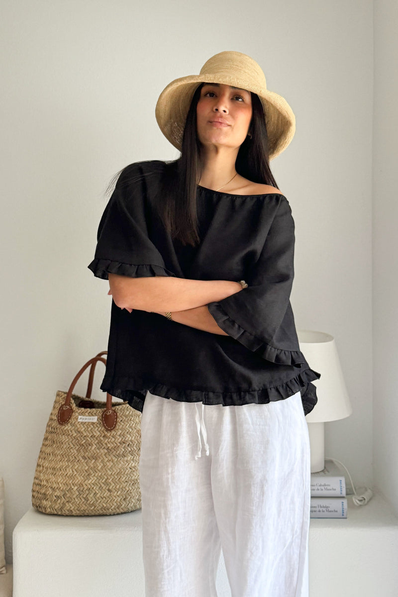 Alessia linen shirt, black