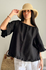 Alessia linen shirt, black