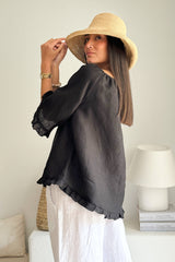 Alessia linen shirt, black