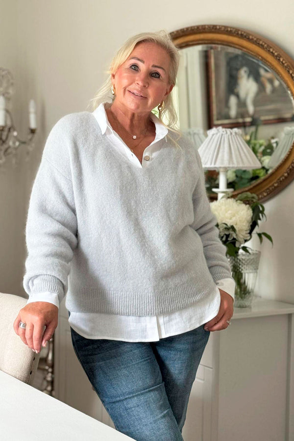 Alize alpaca blend jumper, pearl grey