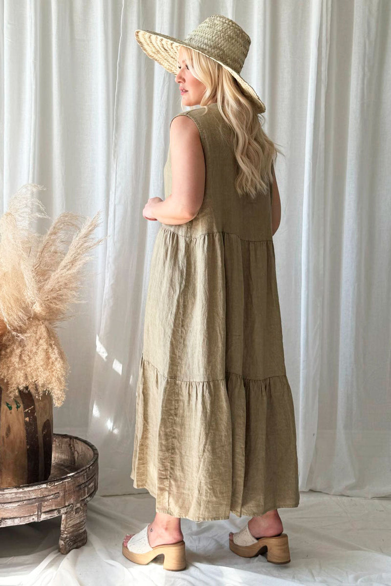 Allie linen dress, savanna