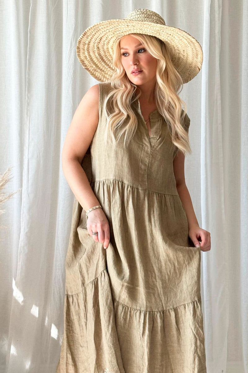 Allie linen dress, savanna