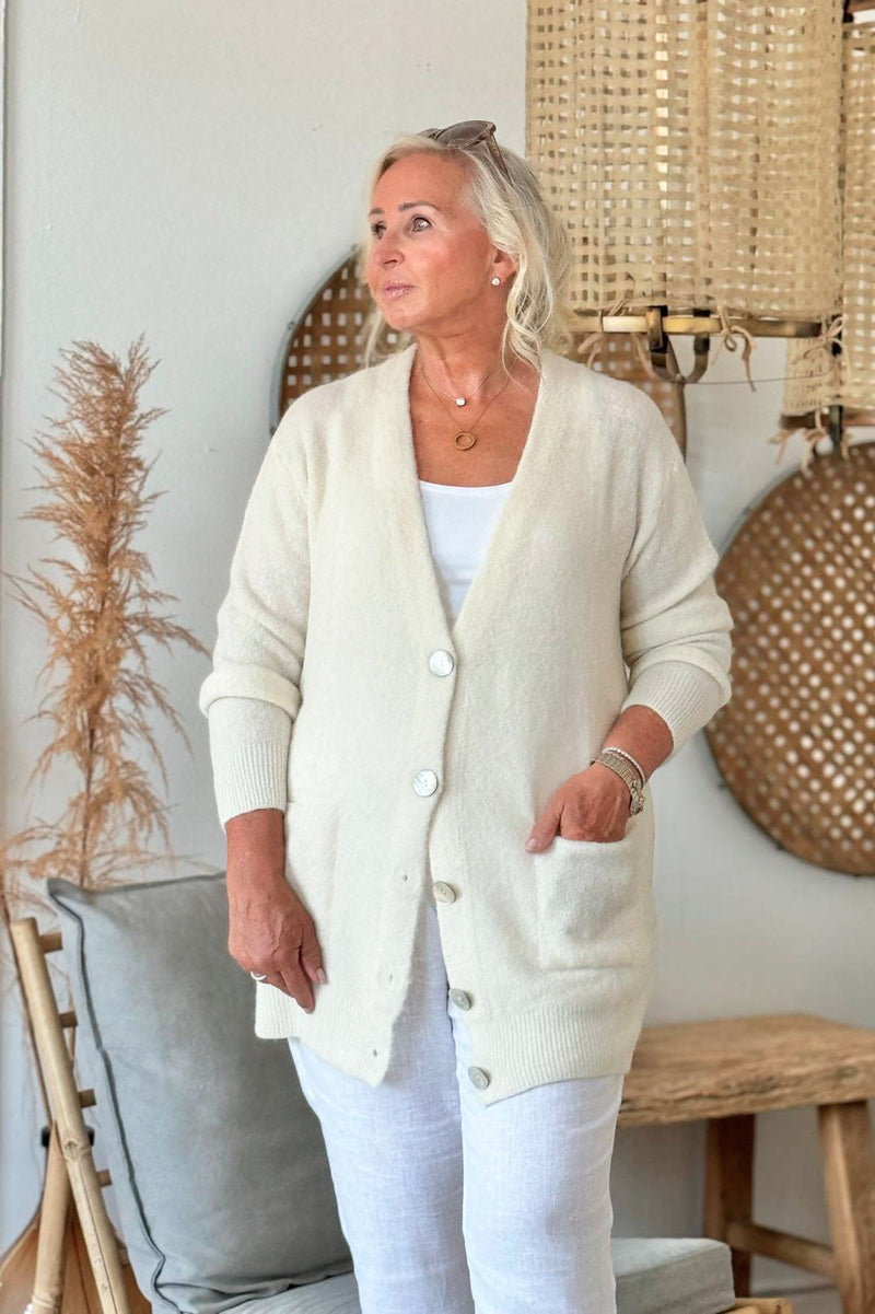 Alpaca dream cardigan, off white