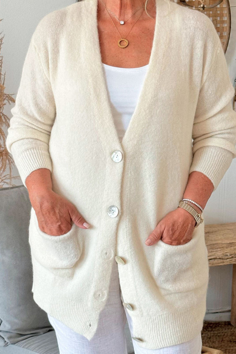 Alpaca dream cardigan, off white