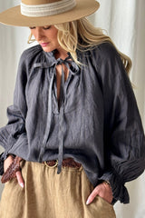 Amaia linen shirt, smoke