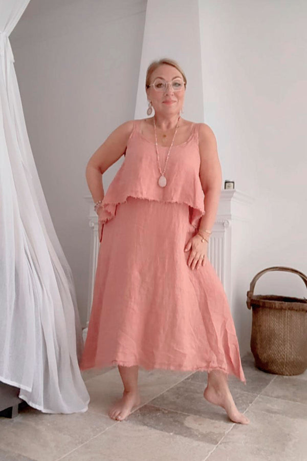 Amandine linen dress, blush