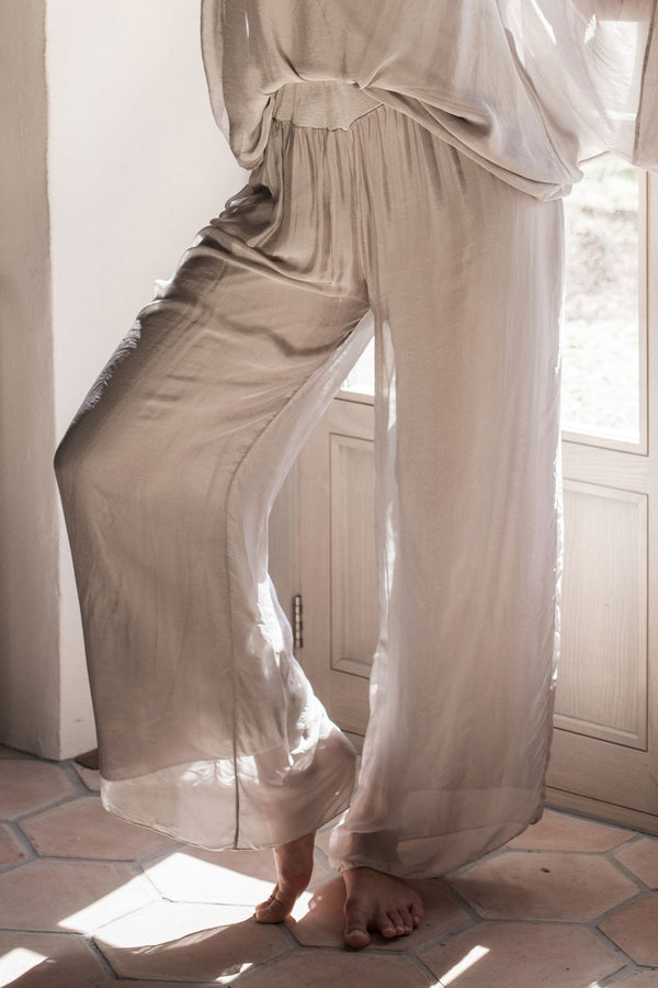 Angela silk blend pants, marble