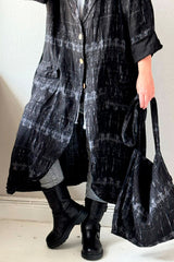 Aniston linen coat, black print