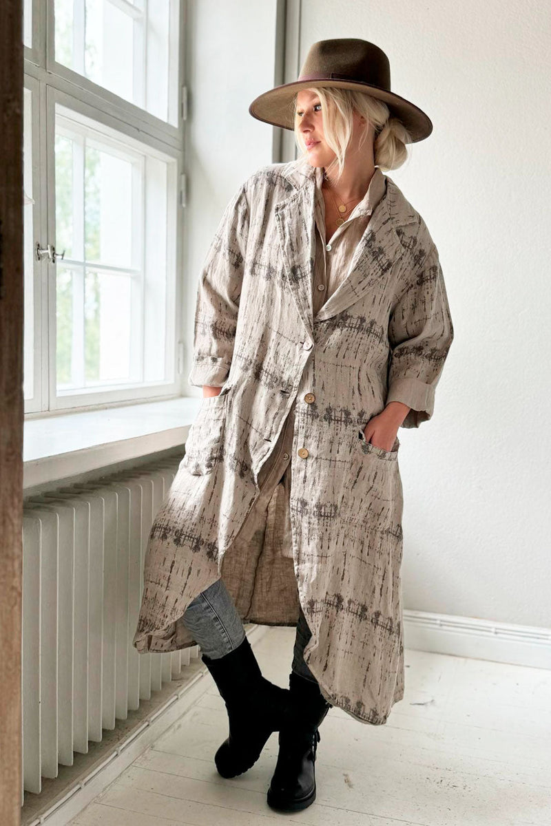 Aniston linen coat, cashmere print