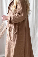 Aniston linen coat, caramel