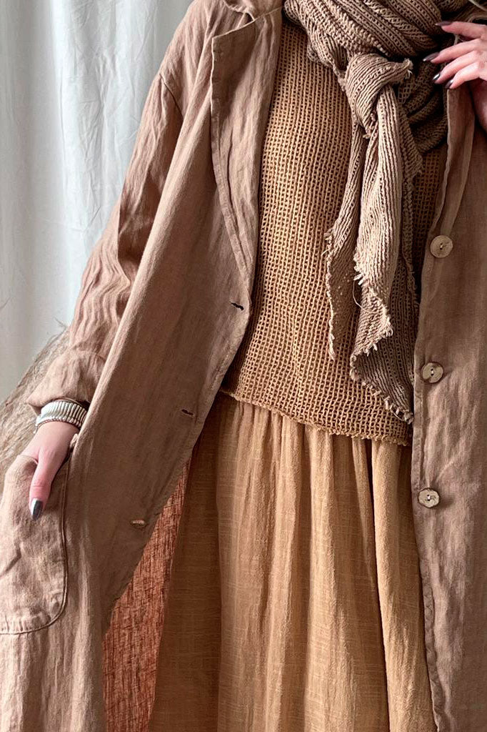 Aniston linen coat, caramel