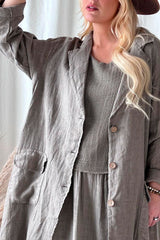 Aniston linen coat, taupe