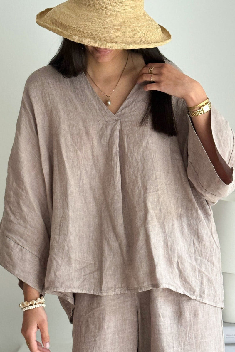 Aragon linen shirt, silverpink