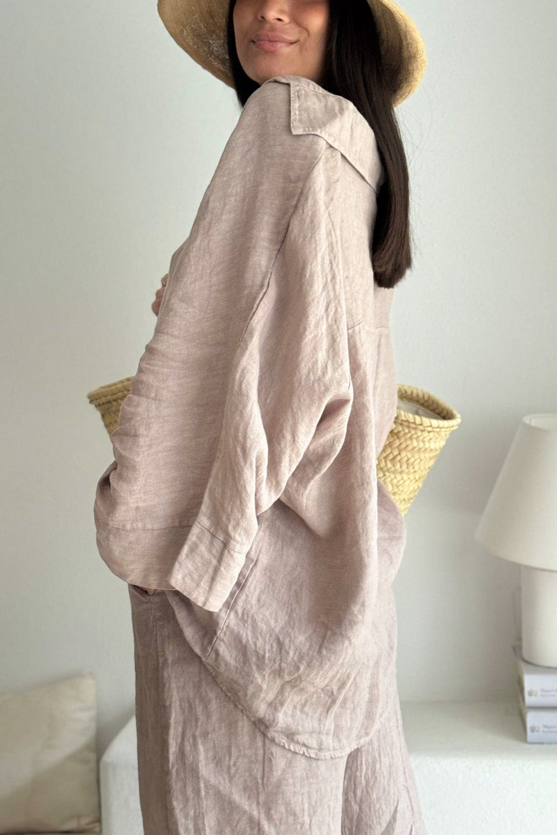 Aragon linen shirt, silverpink