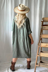 Artist shirt dress, camo green