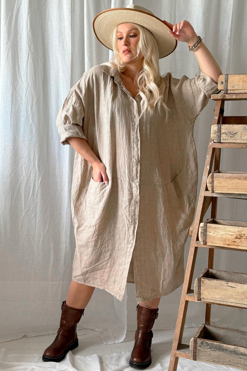 Artist shirt dress, cashmere