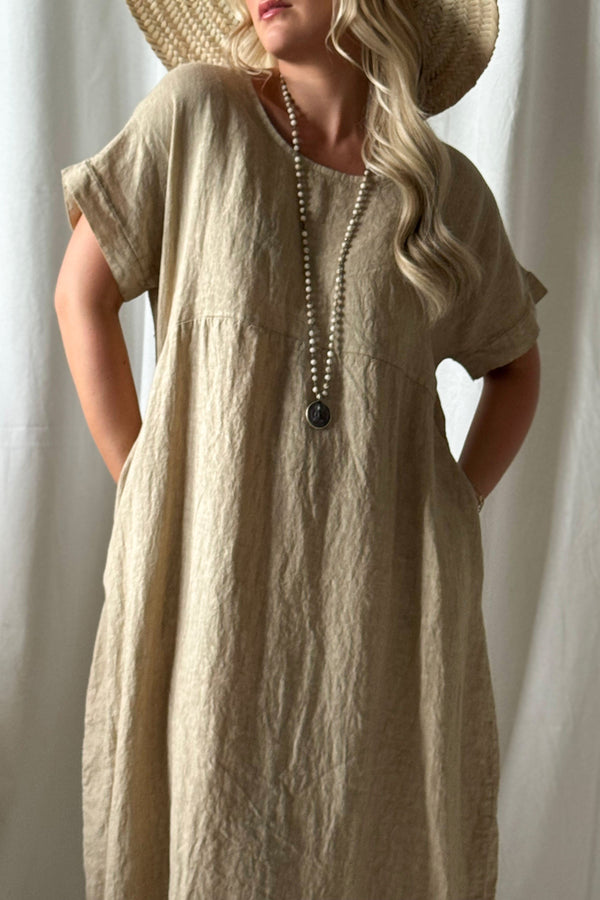 Astrid linen dress, cashmere