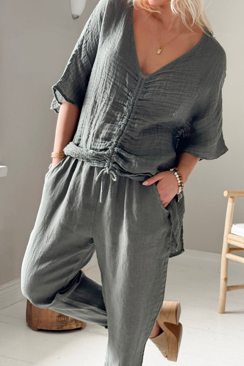 Azura linen top, camo