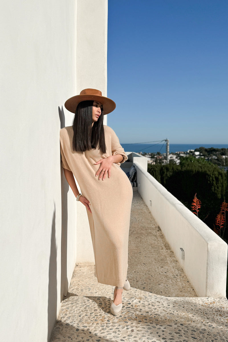 In the moment knit dress, beige
