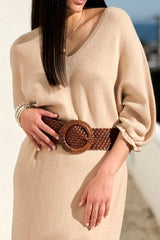 In the moment knit dress, beige