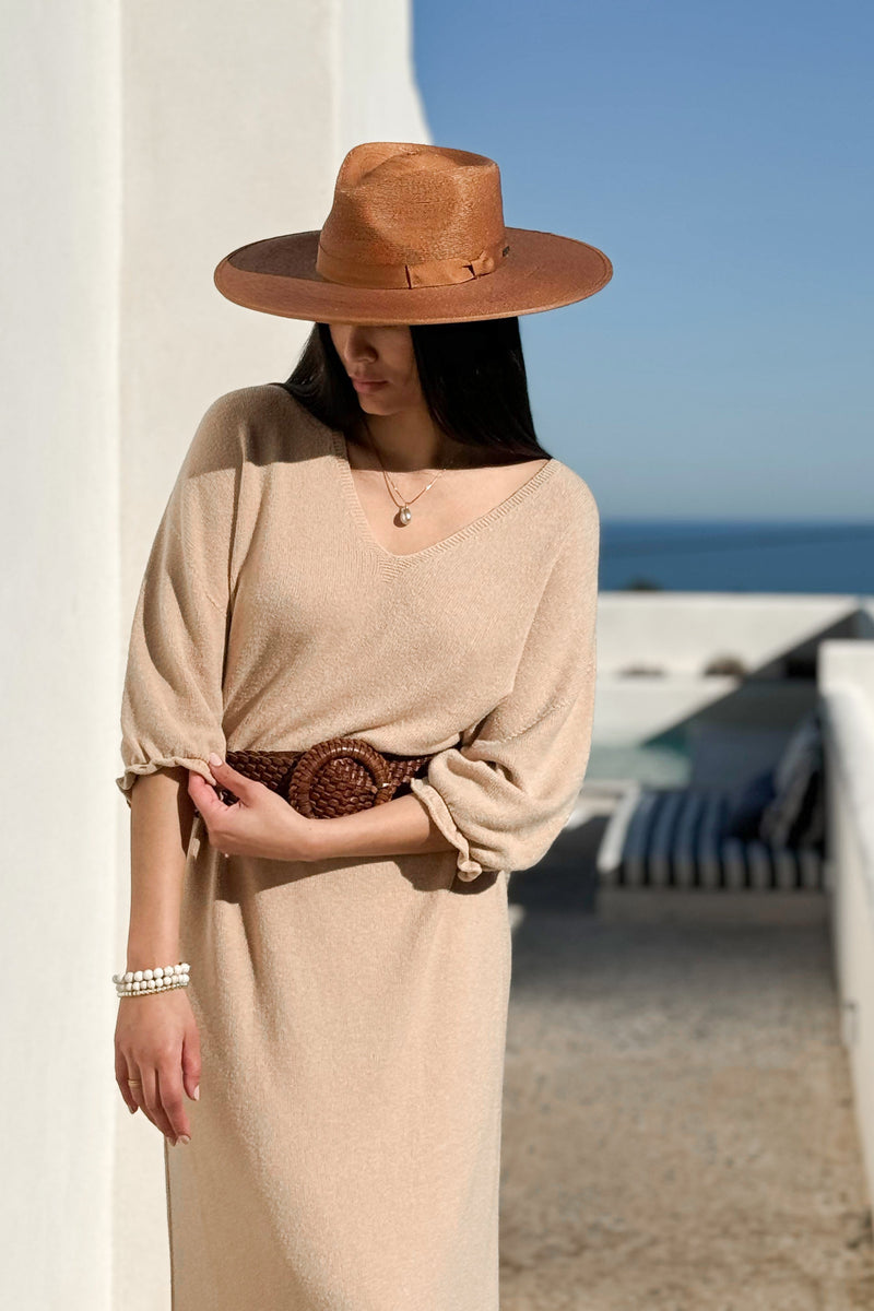 In the moment knit dress, beige