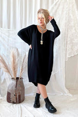 Bloomy bamboo dress, black