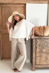 Bamboo cape blouse, white