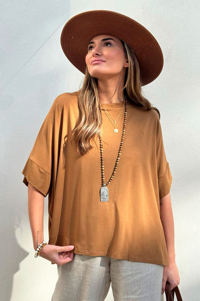 Bamboo oversized t-paita, amber