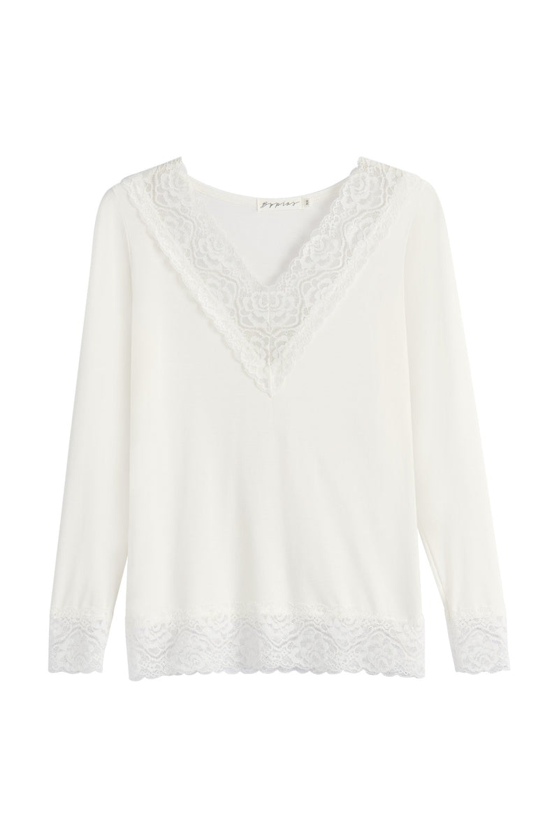 Bamboo Lace Divine pitkähihainen paita, valkoinen