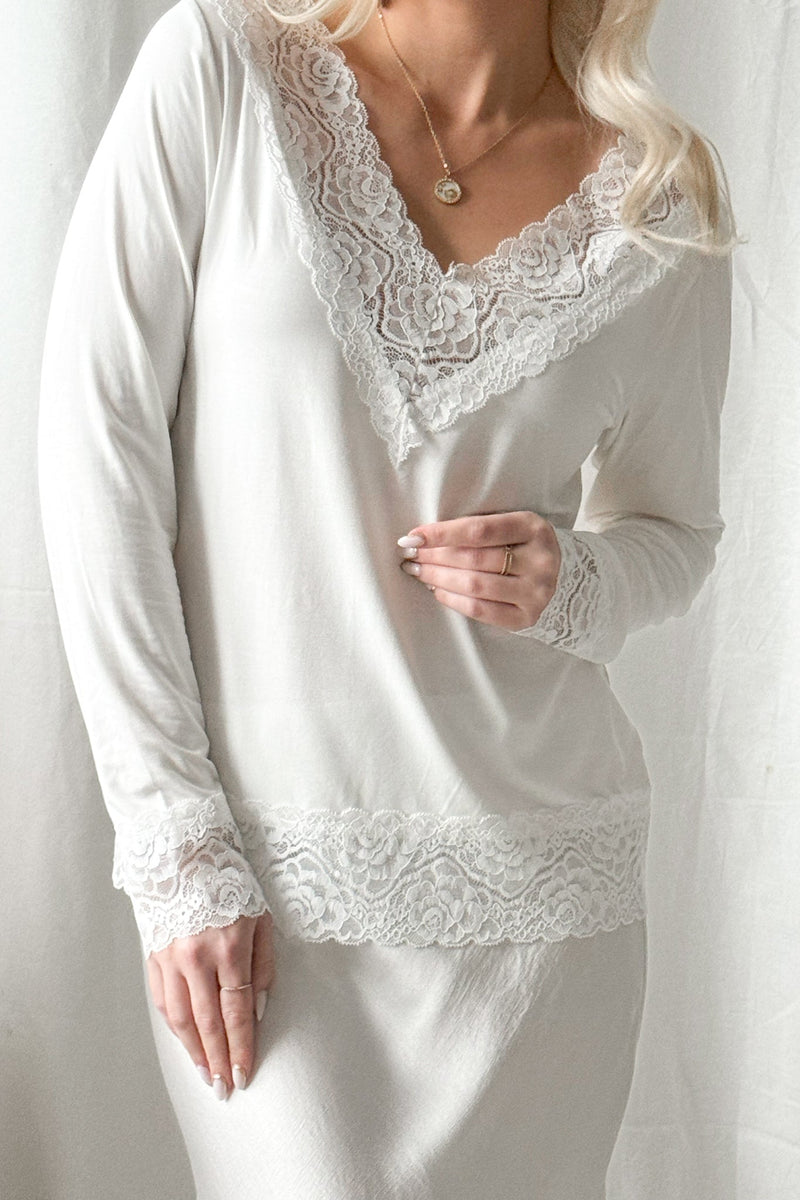 Bamboo Lace Divine long-sleeved shirt, white