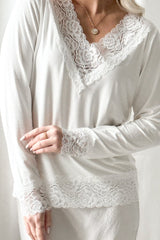 Bamboo Lace Divine long-sleeved shirt, white