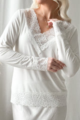 Bamboo Lace Divine long-sleeved shirt, white