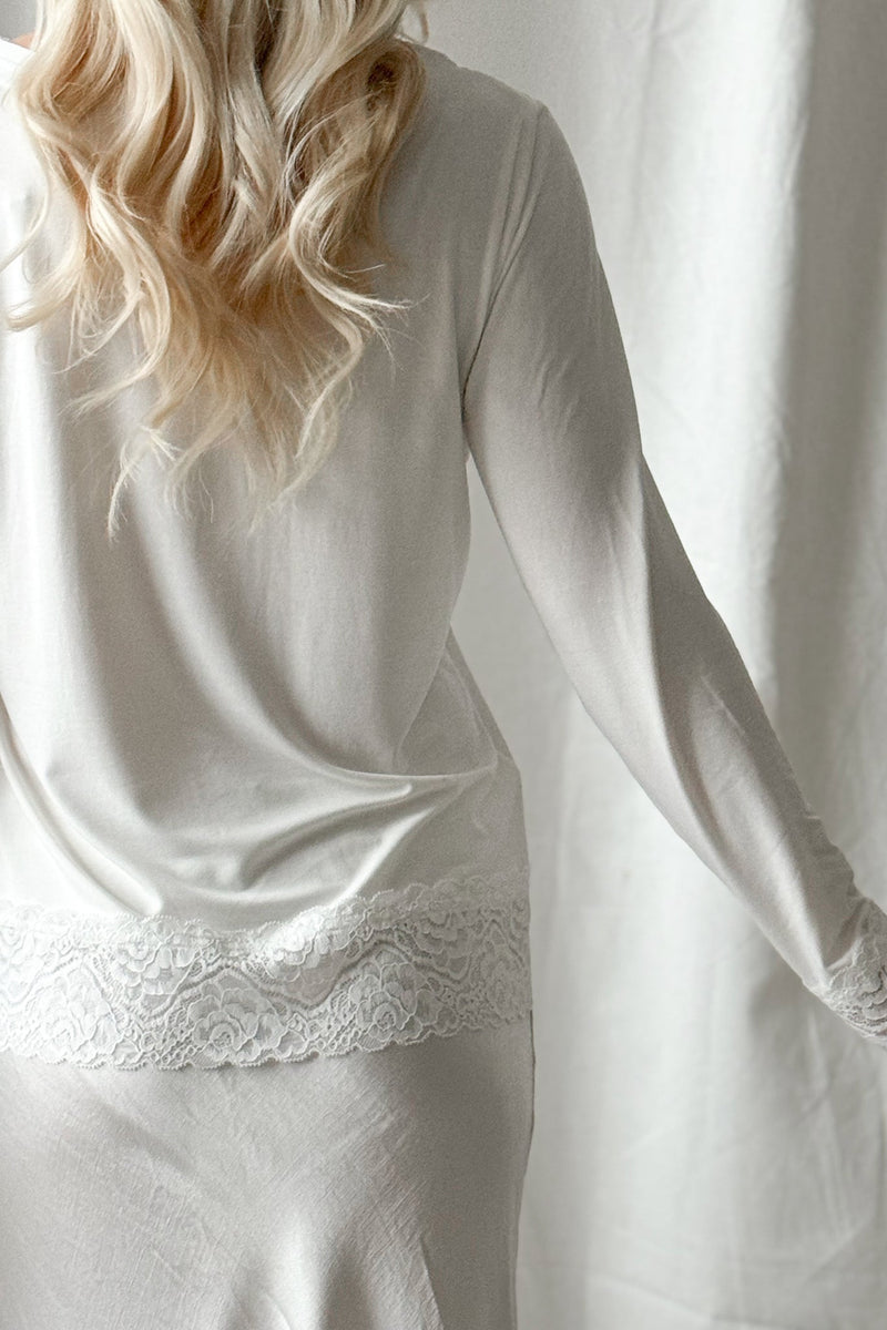 Bamboo Lace Divine long-sleeved shirt, white