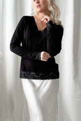 Bamboo Lace Divine long-sleeved shirt, black