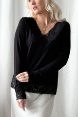 Bamboo Lace Divine long-sleeved shirt, black