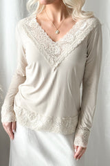 Bamboo Lace Divine long-sleeved shirt, beige