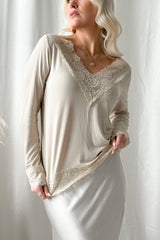 Bamboo Lace Divine long-sleeved shirt, beige