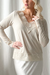 Bamboo Lace Divine long-sleeved shirt, beige