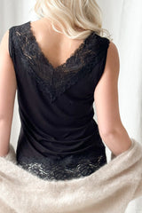 Bamboo Lace Valentine top, black