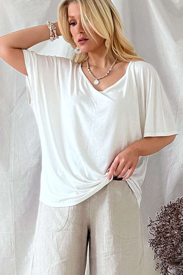 Audrey bamboo top, off white