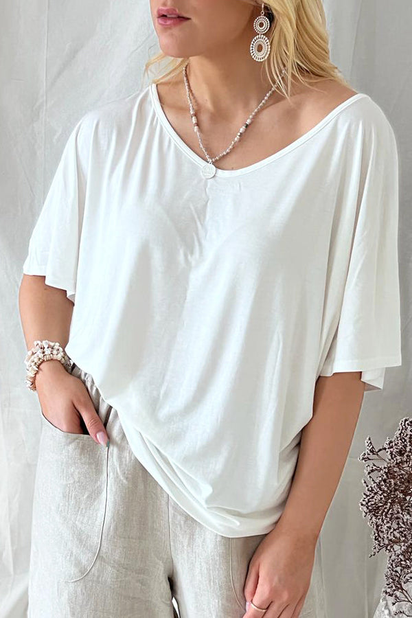 Audrey bamboo top, off white
