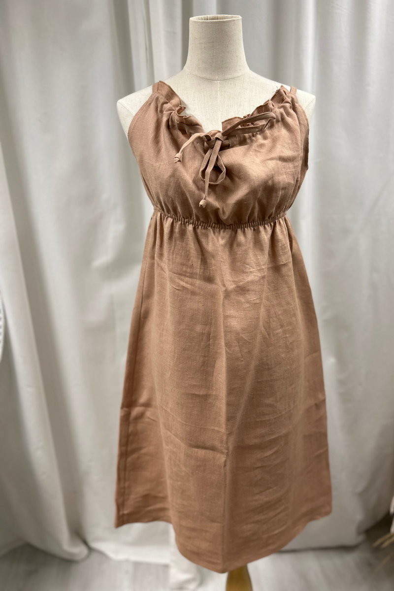 Barbados linen dress, powder