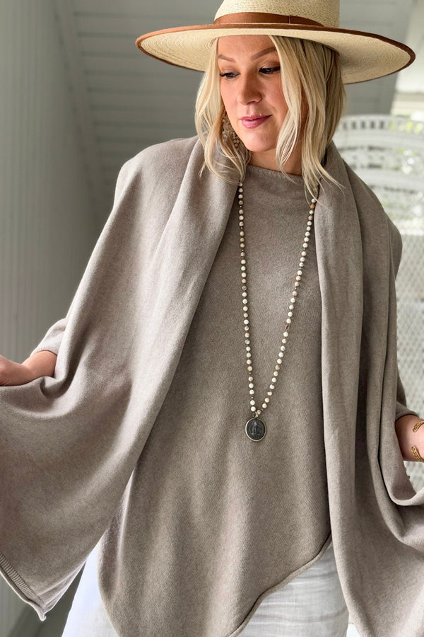Bea viskoosi-neulehuivi, taupe