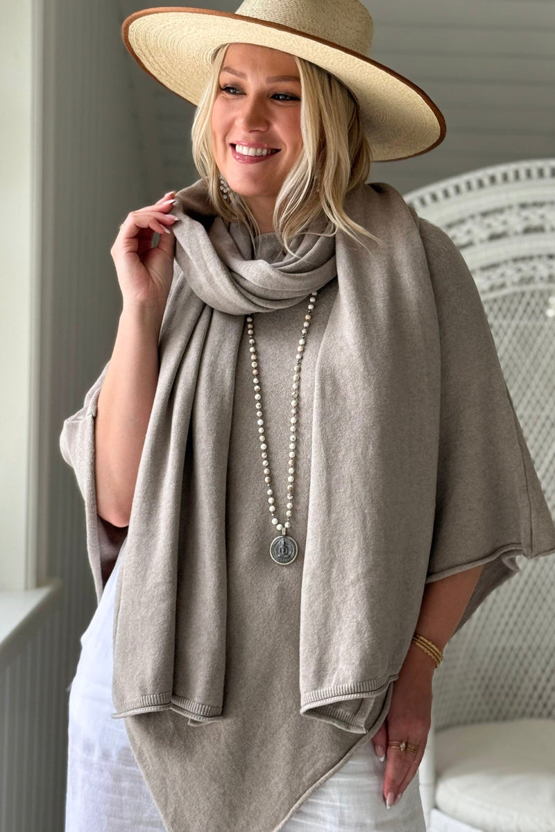 Bea viskoosi-neulehuivi, taupe