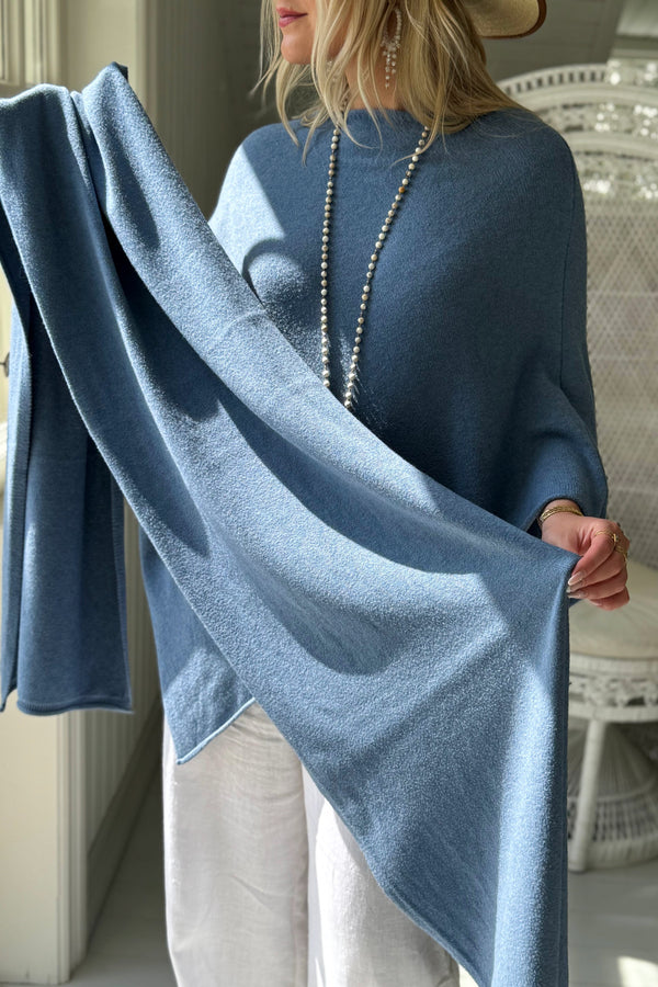 Bea viskoosi-neulehuivi, denim blue