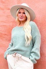 Becca alpaca blend jumper, sage green