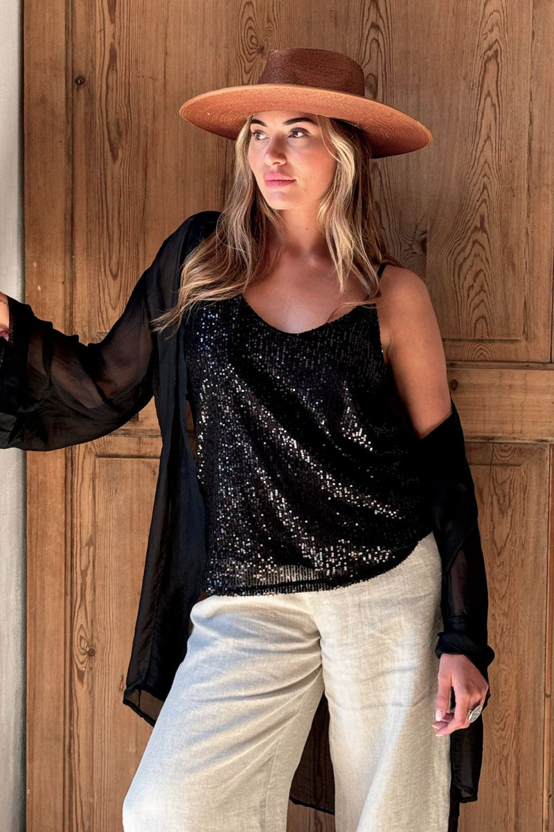 Becky sequin top, black