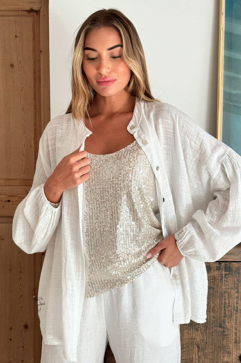 Becky sequin top, ivory