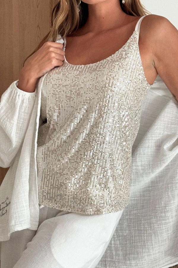 Becky sequin top, ivory